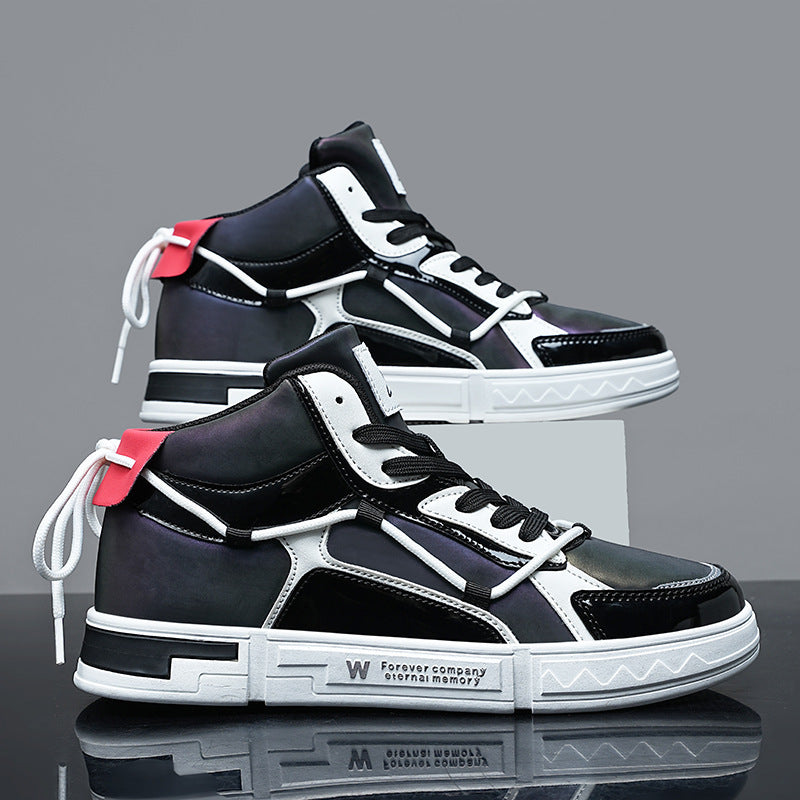 High-top Color Matching Lace Up Casual Sneakers - Bellarte Enchanté High-top Color Matching Lace Up Casual Sneakers